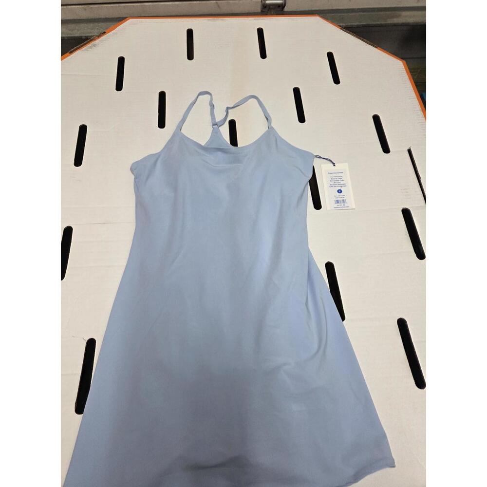 Light Blue Sleeveless Exercise Dress with Cross Back Straps